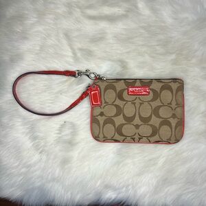 Coach Tan and Red Wristlet